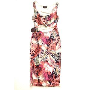 Hot Miami Styles Women's Dress Size S Pink Palm Print Knotted Cut Out Mini NWT